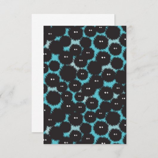 Grappige zwarte pluizige monsters bedankkaart (Voorkant / Achterkant)