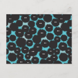 Grappige zwarte pluizige monsters briefkaart