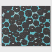 Grappige zwarte pluizige monsters cadeaupapier (Vlak)