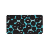 Grappige zwarte pluizige monsters etiket (Voorkant)