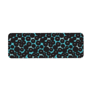 Grappige zwarte pluizige monsters etiket