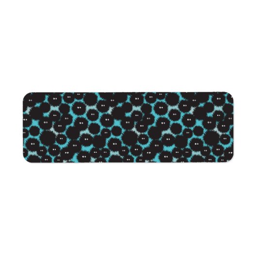 Grappige zwarte pluizige monsters etiket (Voorkant)