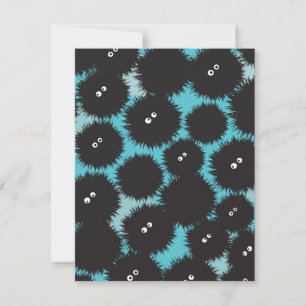 Grappige zwarte pluizige monsters feestdagenkaart