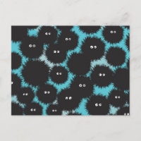 Grappige zwarte pluizige monsters