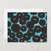 Grappige zwarte pluizige monsters feestdagenkaart (Voorkant / Achterkant)