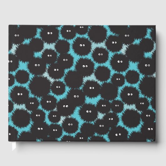 Grappige zwarte pluizige monsters gastenboek (Voorkant)