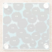 Grappige zwarte pluizige monsters glazen onderzetter (Achterkant)