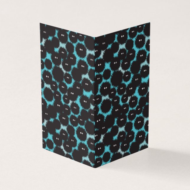 Grappige zwarte pluizige monsters kaart (Buitenkant)