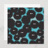 Grappige zwarte pluizige monsters kaart (Voorkant / Achterkant)