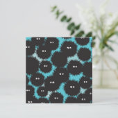 Grappige zwarte pluizige monsters kaart (Staand voorkant)