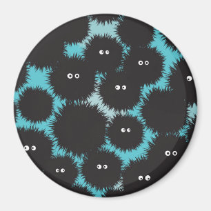 Grappige zwarte pluizige monsters magneet