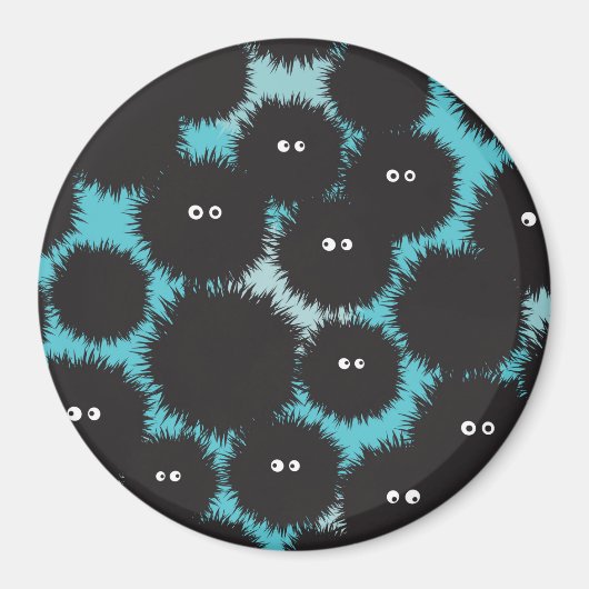 Grappige zwarte pluizige monsters magneet (Voorkant)