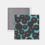 Grappige zwarte pluizige monsters magneet (Voorkant / Achterkant)