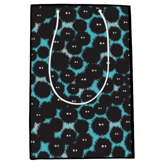 Grappige zwarte pluizige monsters medium cadeauzakje (Voorkant)