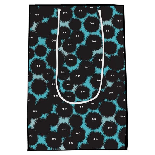 Grappige zwarte pluizige monsters medium cadeauzakje (Achterkant)