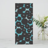 Grappige zwarte pluizige monsters menu (Staand voorkant)