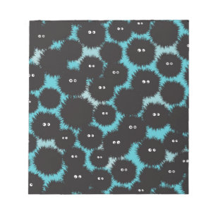 Grappige zwarte pluizige monsters notitieblok