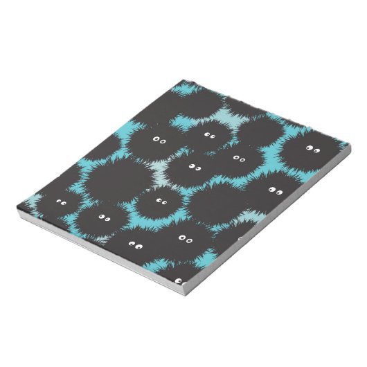 Grappige zwarte pluizige monsters notitieblok (Linkerzijde)