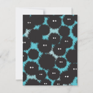 Grappige zwarte pluizige monsters notitiekaartje