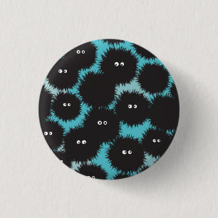 Grappige zwarte pluizige monsters ronde button 3,2 cm
