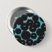 Grappige zwarte pluizige monsters ronde button 7,6 cm (Voorkant /achterkant)