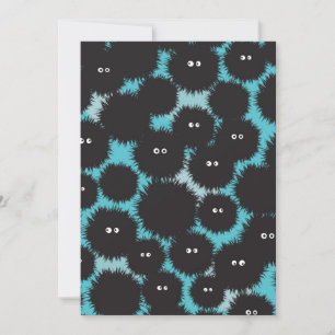 Grappige zwarte pluizige monsters save the date