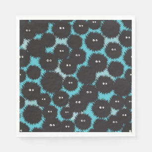 Grappige zwarte pluizige monsters servet