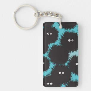 Grappige zwarte pluizige monsters sleutelhanger