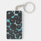 Grappige zwarte pluizige monsters sleutelhanger (achterkant)