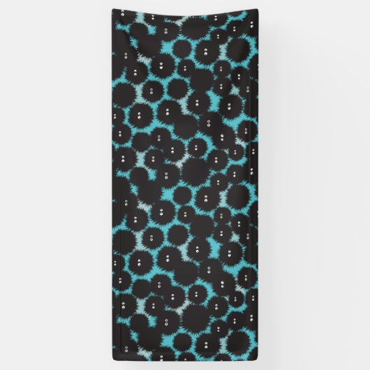 Grappige zwarte pluizige monsters spandoek (Verticaal)