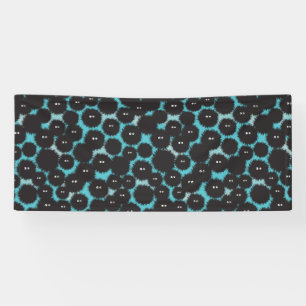 Grappige zwarte pluizige monsters spandoek