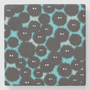 Grappige zwarte pluizige monsters stenen onderzetter