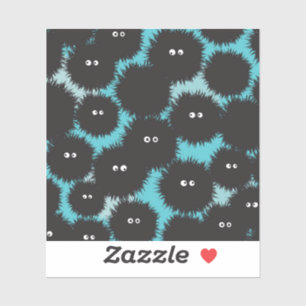 Grappige zwarte pluizige monsters sticker