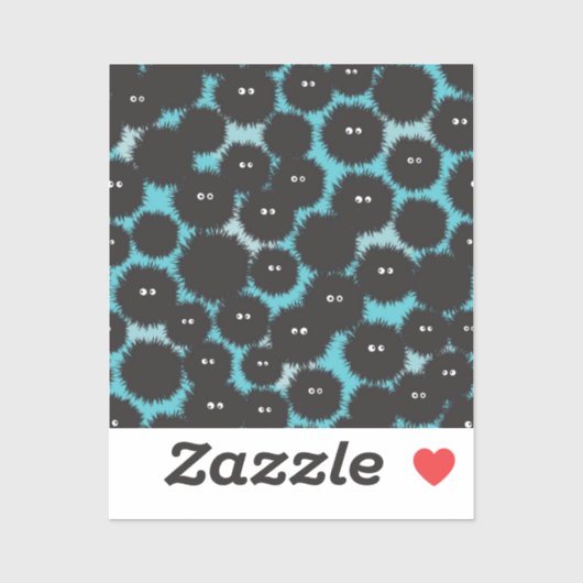 Grappige zwarte pluizige monsters sticker (Vel)