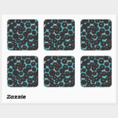 Grappige zwarte pluizige monsters vierkante sticker (Vel)