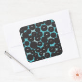 Grappige zwarte pluizige monsters vierkante sticker (Envelop)