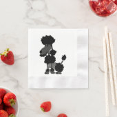 Grappige zwarte poedel hond kunst servet (Insitu)