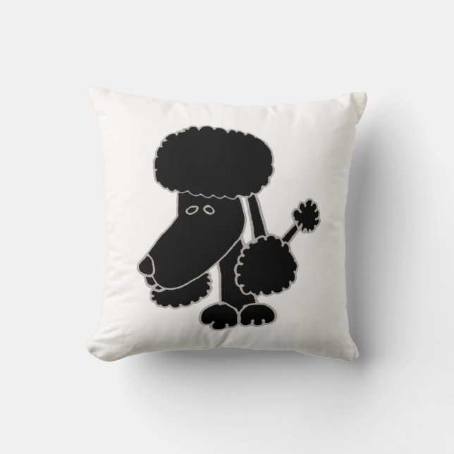 Grappige Zwarte Poodle Puppies Hond Kussensloop Kussen (Voorkant)