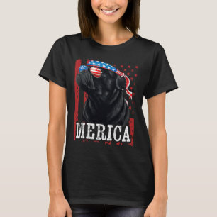 Grappige Zwarte Pug 4 juli Hond Moeder Hond Vader T-shirt