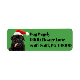 Grappige Zwarte Pug Kerstman Hoed Tong Uit Kerstmi Etiket