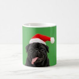 Grappige Zwarte Pug Kerstman Hoed Tong Uit Kerstmi Koffiemok