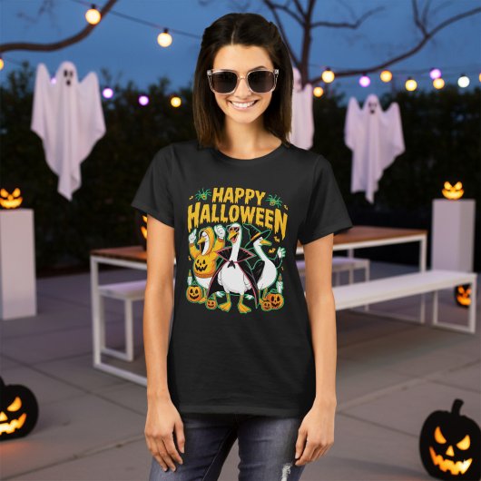 Grappige zwarte retro Halloween Goose Cartoon Grap T-shirt