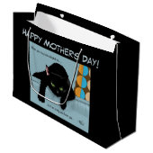 Grappige Zwarte Schattige Beste Kat Moeder Moederd Groot Cadeauzakje (Voorkant Gekanteld)