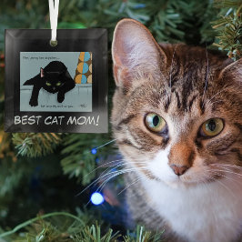 Grappige Zwarte Schattige Beste Kattenmoeder Moede Glas Ornament