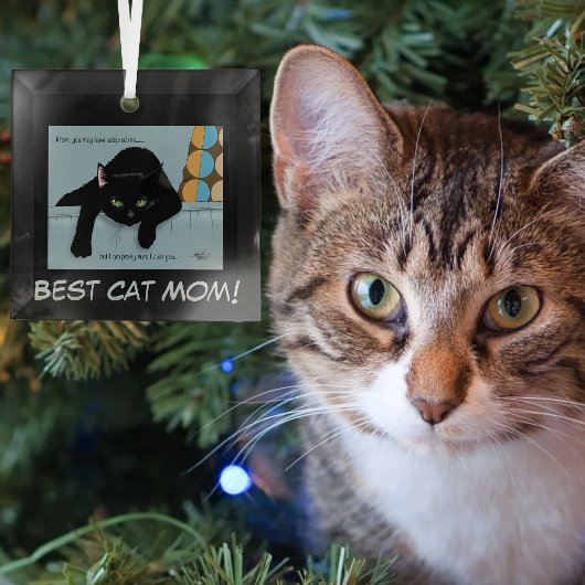 Grappige Zwarte Schattige Beste Kattenmoeder Moede Glas Ornament