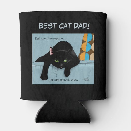 Grappige Zwarte Schattige Beste Kattenpapa Vaderda Blikjeskoeler (Achterkant)