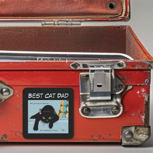 Grappige Zwarte Schattige Beste Kattenpapa Vaderda Vierkante Sticker