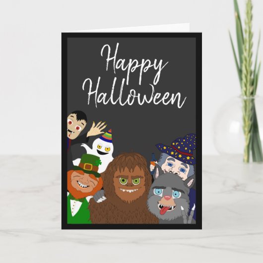 Grappige zwarte Schattigee monsters Happy Hallowee Kaart (Voorkant)