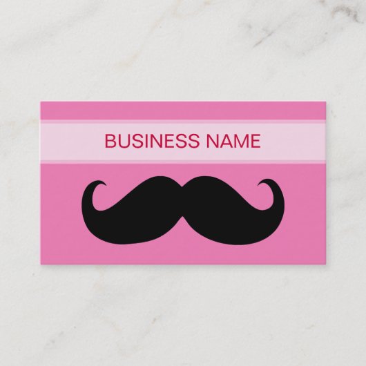 Grappige zwarte snor en gewoon roze visitekaartje (Voorkant)