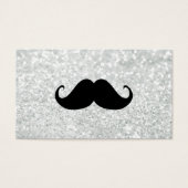 Grappige zwarte snor en wit sparkle zilver visitekaartje (Voorkant)